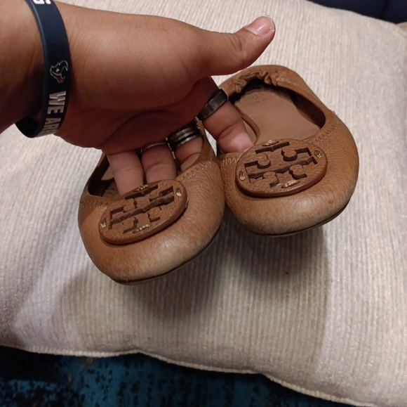 Tory Burch Reve Tumbled Brown Leather Ballet Flats Wmn's Sz 7 - Picture 4 of 4